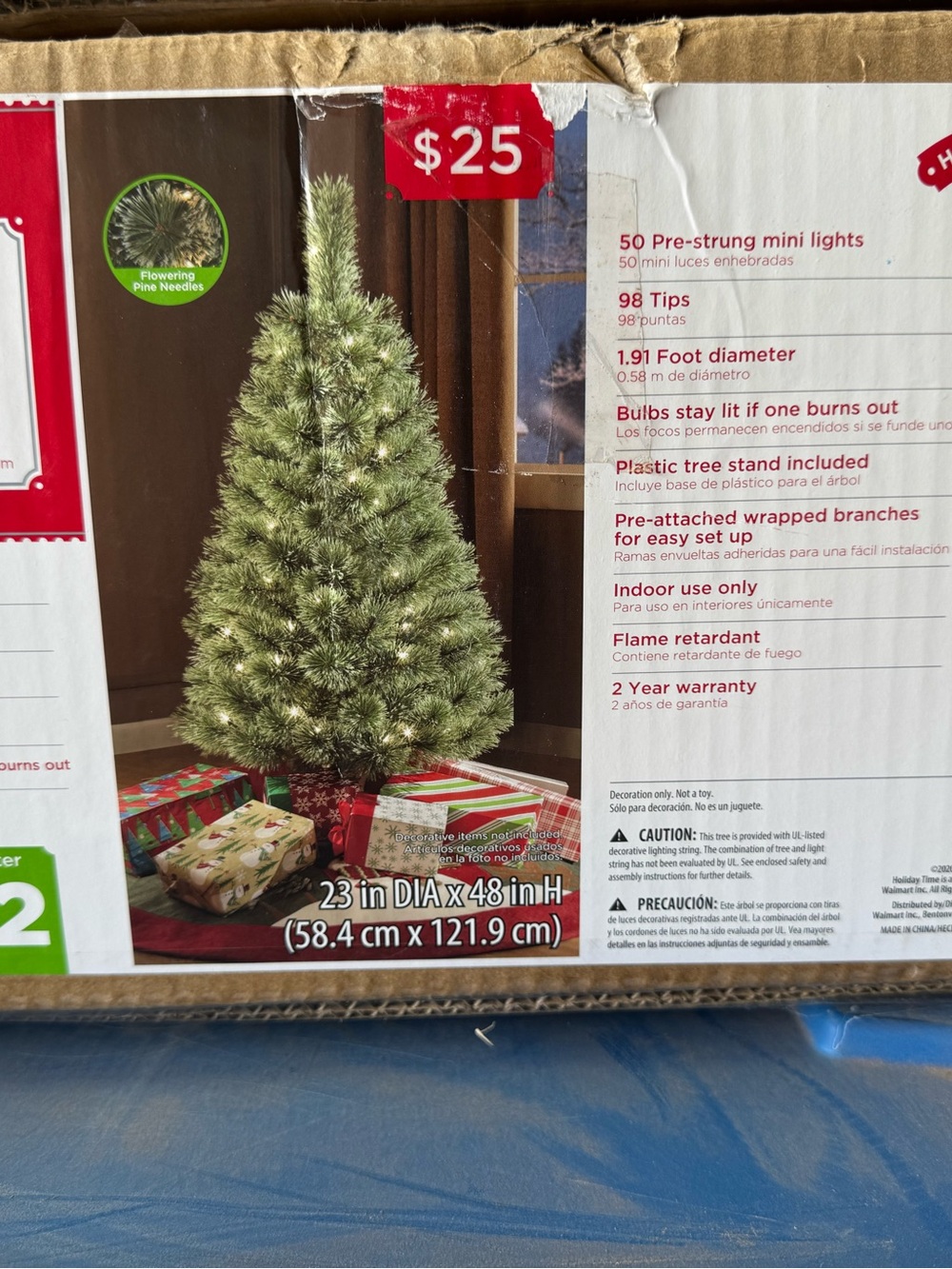 Holiday Time Green Pre-Lit Mini Pine Tree with 50 Mini Lights